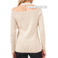 Vince Camuto Metallic Halter V-Neck Sweater in Flax, Size X-Large