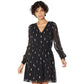 1.STATE Foil Print Long Sleeve Chiffon Dress In Rich Black | Size Large