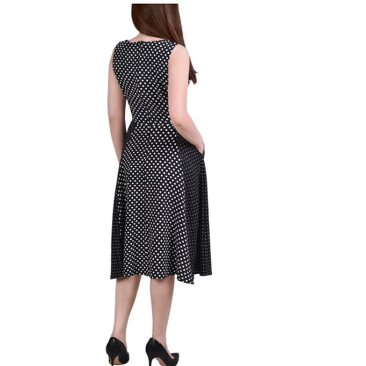 NY Collection Petite Sleeveless Dotted Dress | Size PS