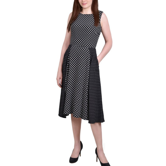 NY Collection Petite Sleeveless Dotted Dress | Size PS