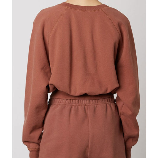 Nia Notched Crop Sweatshirt in Copper at Nordstrom, Size Small