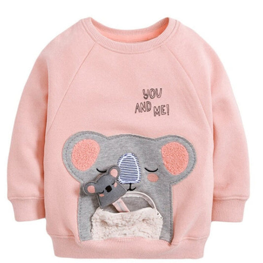 Koala Kids Sweatshirt With Animal Embroidered Zip Pocket| Size 6T