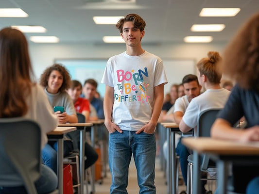 Confidence Builder T-Shirt Born to Be Different Inspirational Positive Message Graphic Tee, Unique and Motivational Shirt