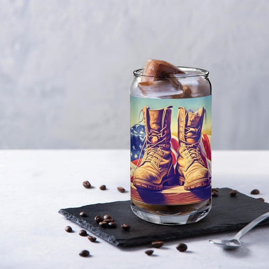 Patriotic Military Boot-Themed Soda Can Glass