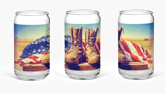 Patriotic Military Boot-Themed Soda Can Glass