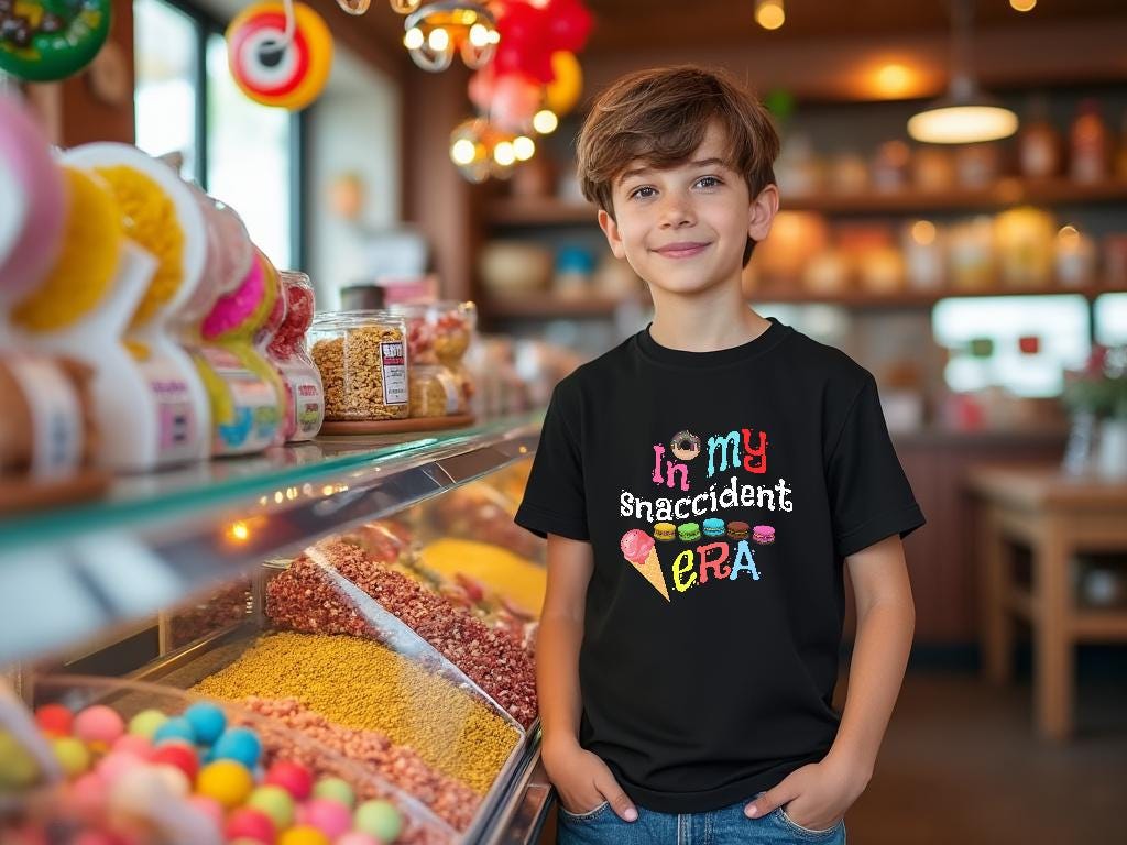 Cute Kids Apparel Ice Cream Shirt Macaron Design Tee Colorful Kids Top Humorous Children&#39;s Wear Bella Canvas Lightweight Cotton Fabric Taped Shoulders Ribbed Knit Collar