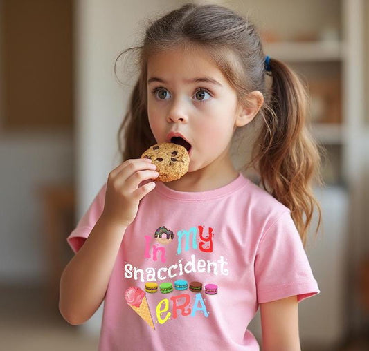 Kids Funny T-Shirt Snack Lover Shirt Dessert Themed Clothing Youth Ice Cream Macaron Design Tee Cute Humor Food Pun Cotton Top Gift for Young Foodies Snack Time Outfit Trendy Youth Fashion