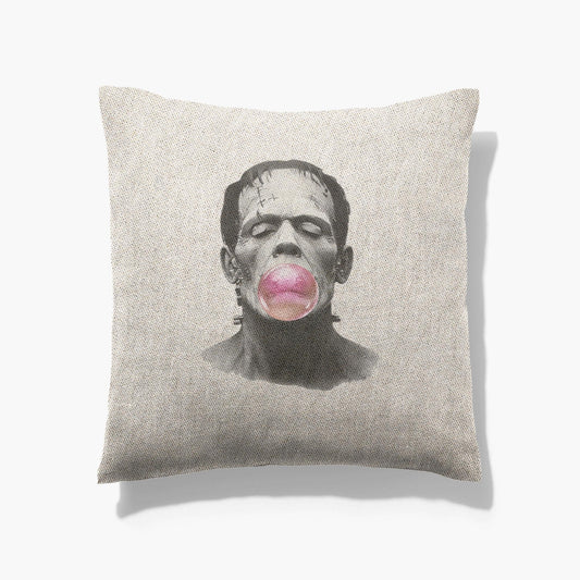 Pop Art Horror Throw Pillow Bubblegum Frankenstein Pillow Movie Night Accessory Quirky Home Decor Gift Horror Frankenstein Monster Pillow