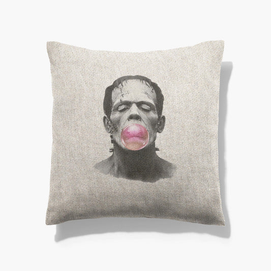 Pop Art Horror Throw Pillow Bubblegum Frankenstein Pillow Movie Night Accessory Quirky Home Decor Gift Horror Frankenstein Monster Pillow