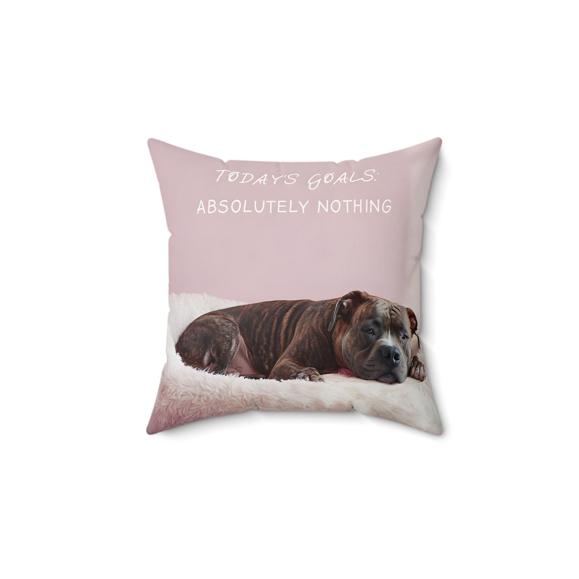 Pillow, Funny Pit Bull Quote Today's Goals: Absolutely nothing, Spun Polyester Square Pillow for Dog Lovers, Home Decor, Sofa Accent, Living