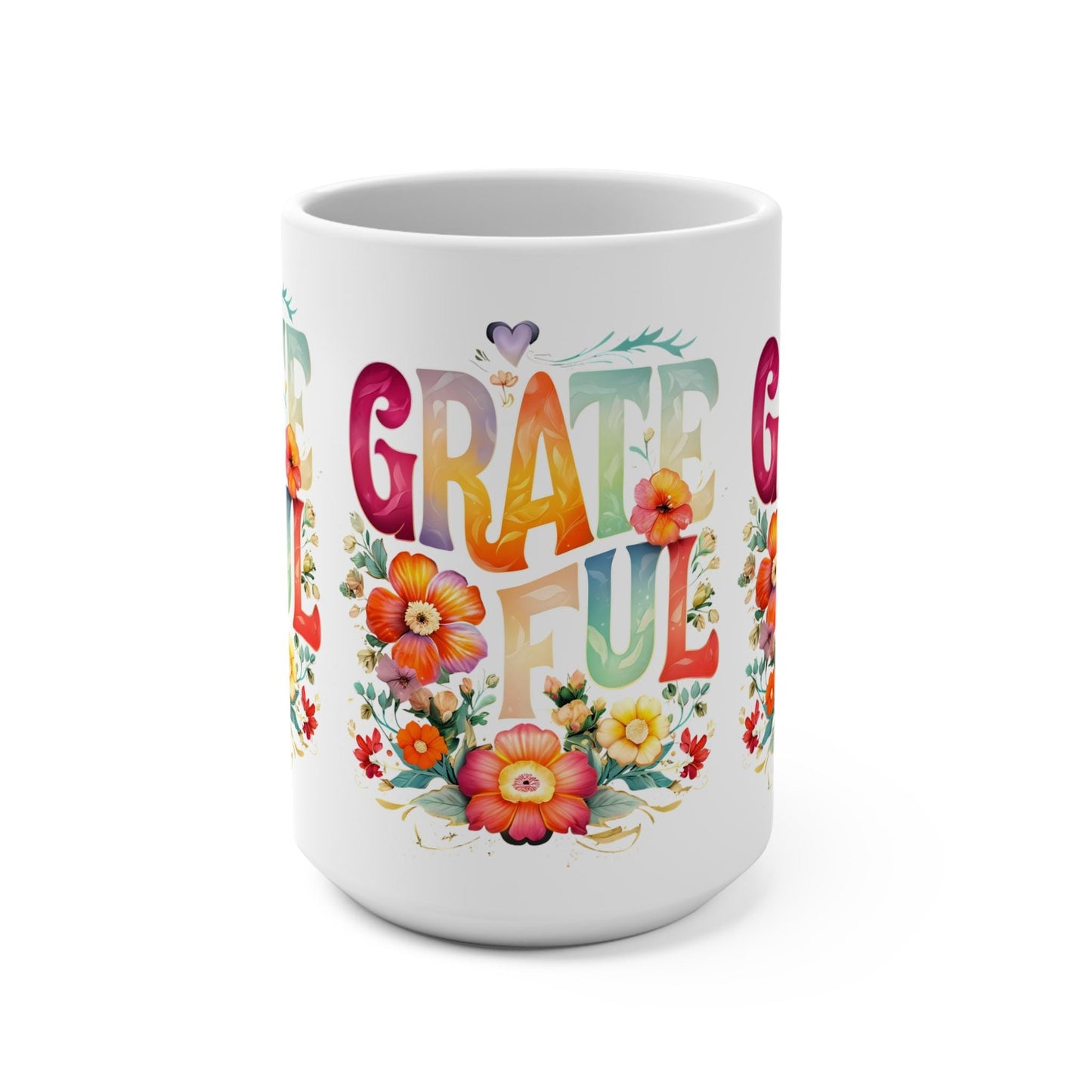 Colorful Grateful Mug, Large Coffee Cup, Vibrant Tea Mug, Cheerful Hot Cocoa Mug, Thankful Drinkware, Joyful Beverage Mug