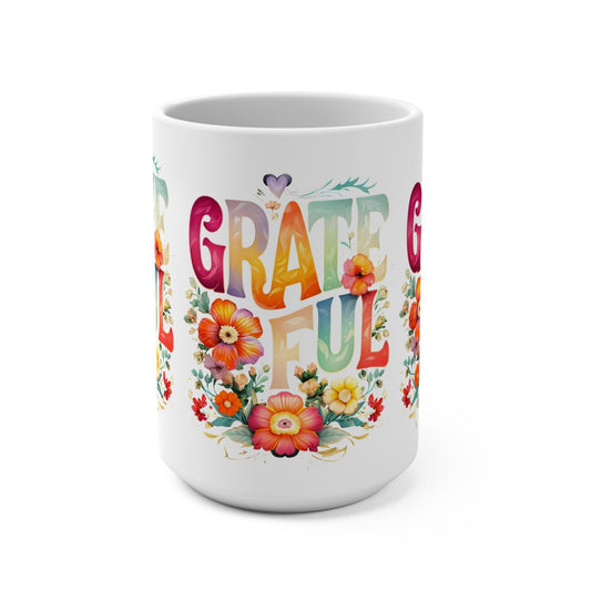 Colorful Grateful Mug, Large Coffee Cup, Vibrant Tea Mug, Cheerful Hot Cocoa Mug, Thankful Drinkware, Joyful Beverage Mug