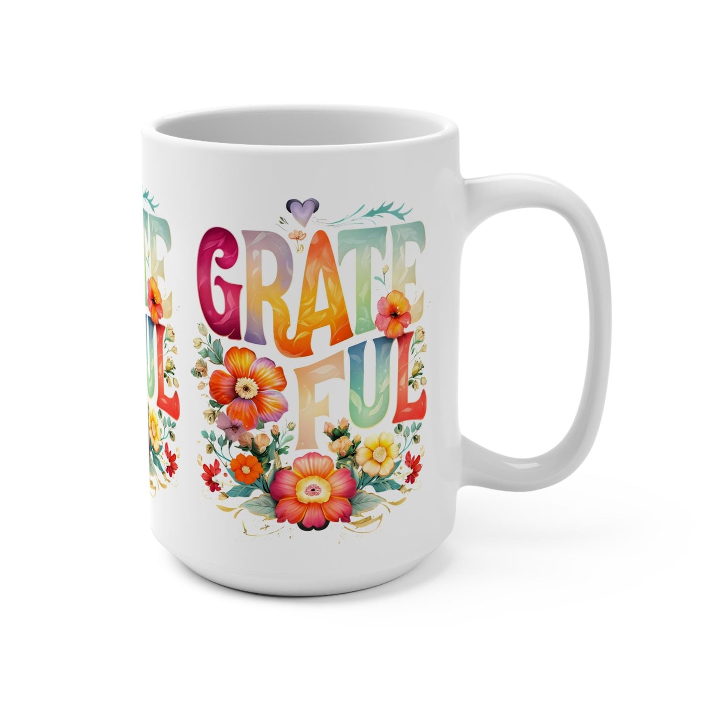 Colorful Grateful Mug, Large Coffee Cup, Vibrant Tea Mug, Cheerful Hot Cocoa Mug, Thankful Drinkware, Joyful Beverage Mug