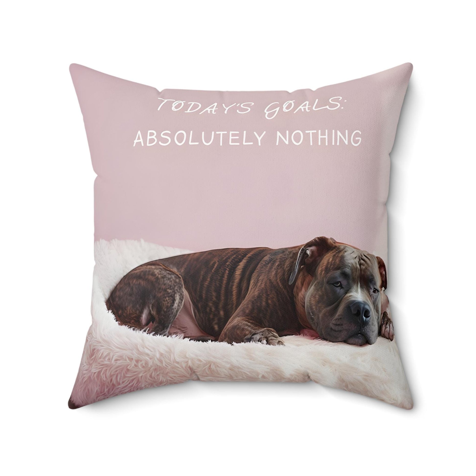 Pillow, Funny Pit Bull Quote Today's Goals: Absolutely nothing, Spun Polyester Square Pillow for Dog Lovers, Home Decor, Sofa Accent, Living